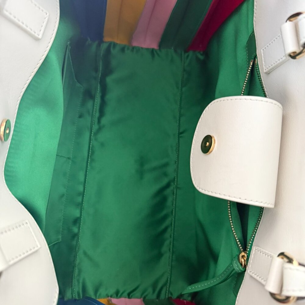 Sara Battaglia Plisse white Rainbow Tote Handbag - Picture 7 of 8